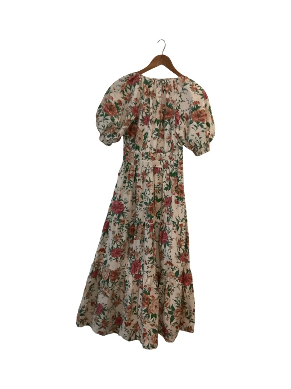 Anthropologie Somerset Cotton Puff Sleeve Floral Maxi/Midi Dress in Pale Pink S - Picture 4 of 11